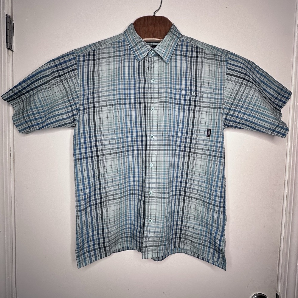 Patagonia Mens Button-Up Shirt Blue Plaid Small Organic Cotton Chest Pocket